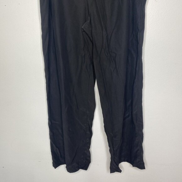 Eileen Fisher L Silk Pants Black Elastic Waist Wide Leg Pull On - Picture 4 of 7